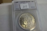 1886 MORGAN DOLLAR IN SEGS MS65 CLASHED REV. HOLDER