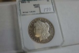 1885O MORGAN DOLLAR IN PCI MS62 DMPL HOLDER