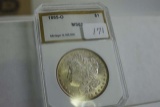 1885O MORGAN DOLLAR IN PCI MS63 HOLDER