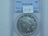 1922S PEACE DOLLAR PCGS AU58