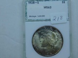 1928S PEACE DOLLAR IN PCI MS63 HOLDER