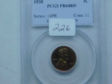 1938 LINCOLN CENT PCGS PR64 RD