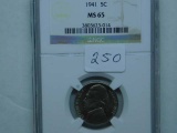 1941 JEFFERSON NICKEL NGC MS65