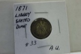 1871 SEATED DIME AU