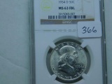 1954D FRANKLIN HALF NGC MS63 FBL