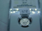 1943 MERCURY DIME NGC MS65