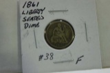 1861 SEATED DIME F