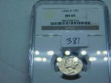 1945D MERCURY DIME NGC MS65