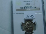 1942 JEFFERSON NICKEL NGC MS66