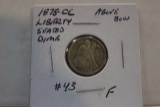 1875CC SEATED DIME CC ABOVE BOW F