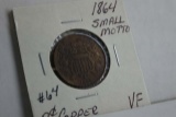 1864 SMALL MOTTO 2-CENT PC. VF RARE