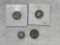 1864 IH Cent, 1916 Mercury Dime, Barber Dime and War Nickel