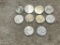 10- SILVER Canadian Quarters, all with King George
