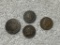 1864 2 Cent Piece, 1879 and 1903 Indianhead cent and illegible date IH cent