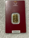 2 gram .9999 fine gold bar in holder