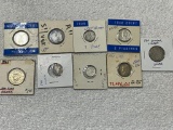 9- assorted Silver Foreign Coins, various silver compositions