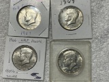 4- 40% Silver Kennedy Half Dollars