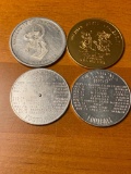 2- Oklahoma, Wisconsin and Wichita State tokens, all aluminum