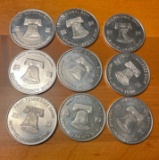 9- Assorted Memphis liberty Bowl aluminum tokens