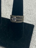 Sterling Silver and Marcacite Ring with Faux Diamonds, 5 grams total weight