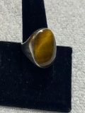 Large Sterling Silver ring with Tiger's Eye, 14 grams total weight