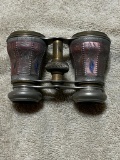 Vintage Chevalier Paris Opera Glasses, WITH intricate metal etching/ rose color, neat piece