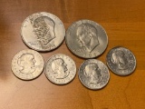 2- Eisenhower Dollars, and 4- Susan B Anthony Dollars