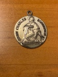 St. Charles Borromeo Sterling Silver Pendant, approx the size of a quarter