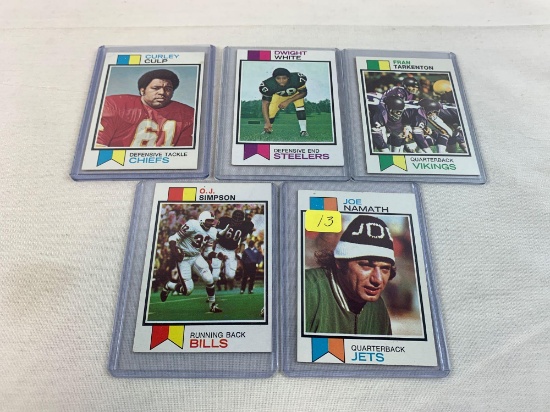 1973 Topps football lot w/ Namath, OJ, Tark, Rookies (White, Culp)