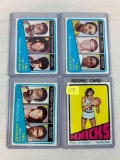 1972-1973 Topps basketball: Phil Jackson (Rookie), 3 leader cards w/Jabbar,West, Chamberlain