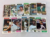 1974 Topps baseball star lot: Parker (Rookie), Fisk, Reggie, Yaz, Munson, Hunter, Ryan, Palmer