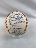 Cleveland Indians Team Ball 25+ signatures, 1995-1997 Season, in a holder