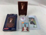 Rocky Colavito 1964 oversize, Colavito peel off, Colavito HOF plaque & a pin