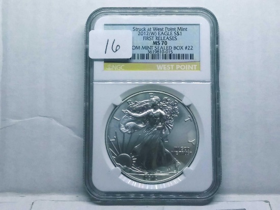 2012 (W) SILVER EAGLE NGC MS70 FIRST RELEASES