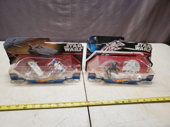 Pair of Star Wars Action figure packs, glue is separated on blister packs