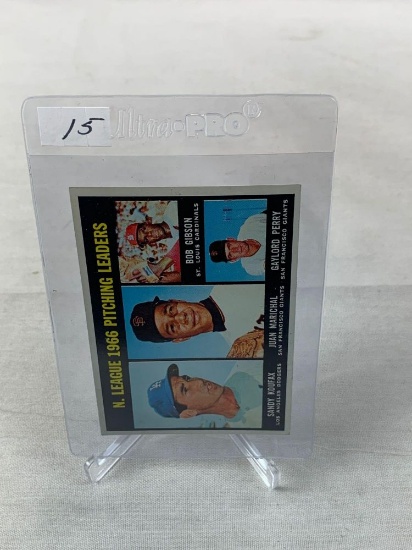1967 Topps “66 N.L. Pitching Leaders w/ Koufax-Gibson-Marichal- Perry