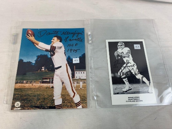 (2) Cleveland Browns Autographs – Dante Lavelli & Bernie Kosar Photos