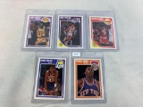 (5) 1989-'90 Fleer Basketball HOF / Stars Card Lot w/ Ewing -Miller- Olajuwan