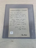 “Rare” Ray Mack (Cleveland Indians 1938-46) Signed Letter (JSA)