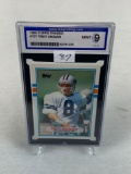 1989 Topps Traded Troy Aikman RC Graded Mint 9