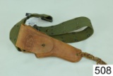 Holster W/Web Belt    Warren Leather Goods    US    1911 Style    Flap Appears Cut    Condition: Fai
