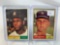 Two 1961 Topps Baseball Cards - Bob Gibson card #211 & Don Drysdale card #260 - Off Center EX Condit