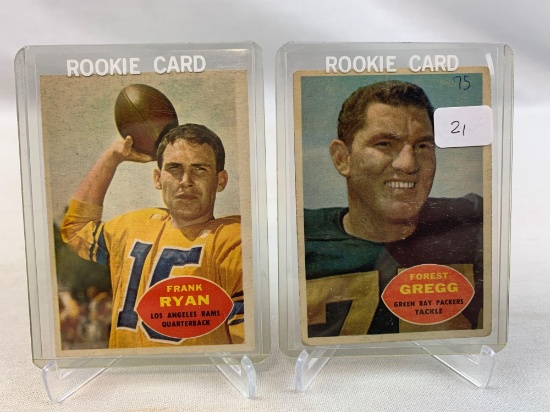Two 1960 Topps Football Rookie Cards - Gregg & Ryan