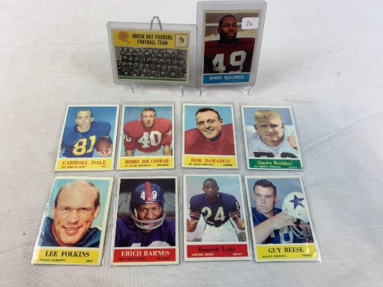 Ten 1964 Philadelphia Brand Football Cards - Reese, Taylor, Folkins, DeMarco, Conrad, Bradshaw, Barn