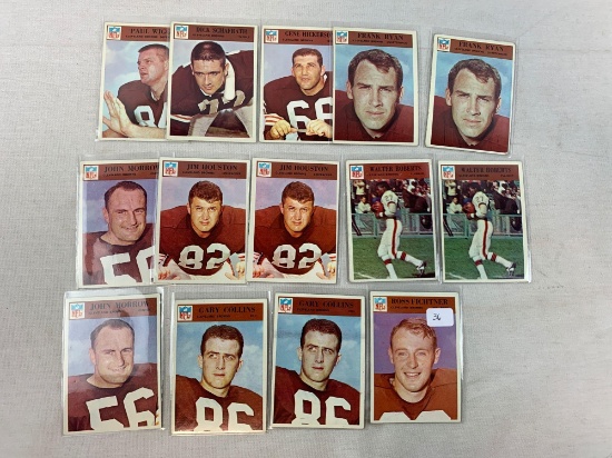 Fourteen 1966 Philadelphia Brand Cleveland Browns Football Cards - Fichtner, (2) Collins, (2) Robert