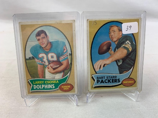 1970 Topps Bart Starr & Larry Csonka Football Cards