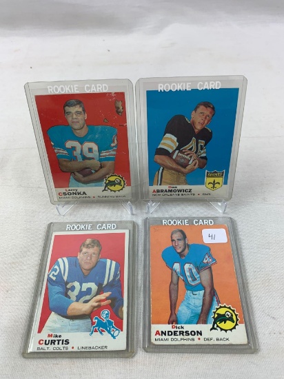 Four 1969 Topps Rookie Football Cards - Csonka, Anderson, Curtis & Abramowicz
