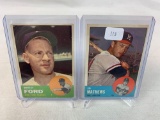 Two 1963 Topps Baseball Cards - Ed Mathews card #275 & Whitey Ford card #446 - Off Center EX Conditi