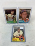 Three 1963 Topps Baseball Cards - Rocky Colavito card #240, Gil Hodges card #245 & Bogg Powell card