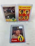 Three 1963 Topps Baseball Cards - Bill Mazeroski card #323, Maris WS card #144 & Rookie Stars with G